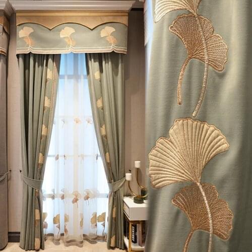 American new Chinese flannel shade bedroom curtain custom luxury flannel atmosphere living room embroidery finished curtain