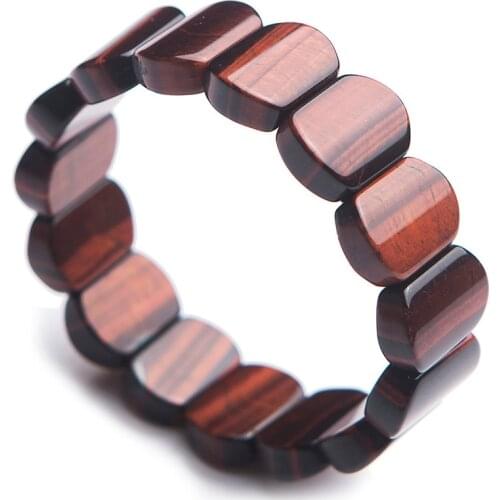 Genuine Red Natural Tiger Eye Yellow Gemstone Bracelet Women Men Powerful Stretch Crystal Rectangle Bead Bracelet 18*13mm AAAAA