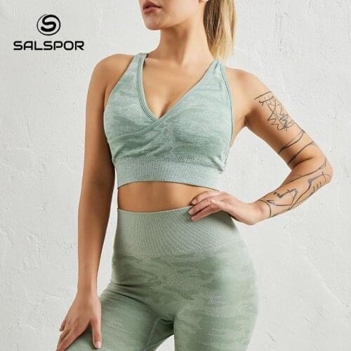 SALSPOR Sexy Push Up Comfort Bra For Women Fitness Sports Back Cross Corp Top Shockproof Breathable Bralette Women Sportswear