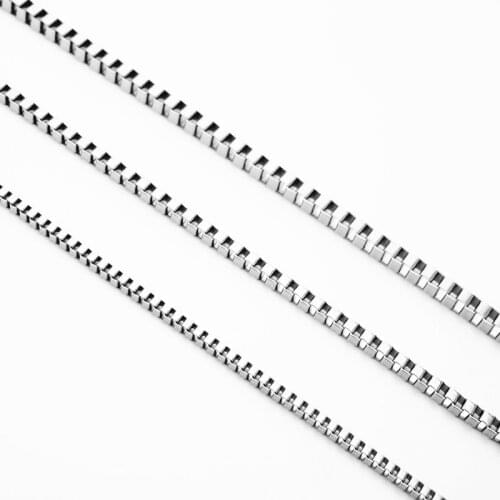 1.5/2/2.4/3mm Customizes Stainless Steel Box Link Chain Fashion Mens Womens Jewelry 45cm 50cm 55cm 65cm 75cm 85cm 90cm
