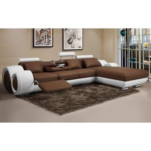 Cowhide leather sofa living room sofa Arts minimalist modern fashion creative combination of large size L shape sofa