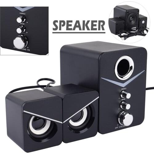 For PC/Laptops/Smart Phone 3pcs Black Computer Smart Speaker USB 3.5mm Multimedia Speakers With Subwoofer Mayitr