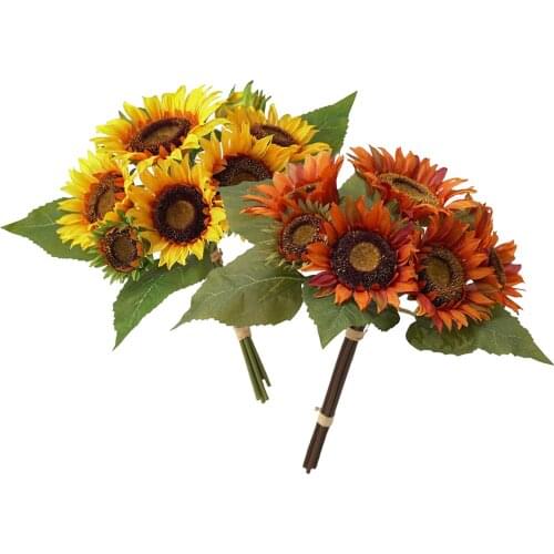 Artificial Sunflowers Faux Flowers Bouquet for Home Wedding Arrangement Holiday Party Decoration