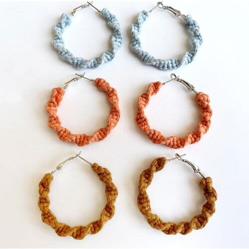 Handmade Woven Knotted DIY Simple Style Giorgio Morandi Hoop Earrings for Women BOHO Newest Design Party Gift