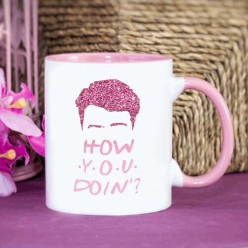 How You Doin Friends Coffee Mug 11oz Pink Ceramic Tea Cup Surprise Gift for Girlfriends