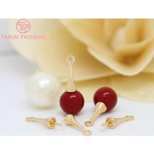 20PCS 16x3.5MM 24K Champagne Gold Color Plated Brass Half Pins Caps Half Hole Beads Caps High Quality Jewelry Accessories