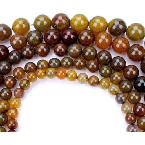 Fashion 8-16mm Tea Dragon Smooth Natural Stone Striated Beads Jewelry Accessories For Bracelet Necklace Jewelry Making