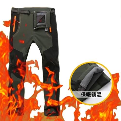 Men Winter Hiking Pants Men Warm Waterproof Windproof Pants Tactical Trek Pants Outdoor Thick Sports Camping Male Long Trousers