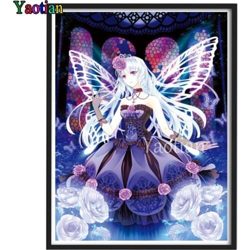 Anime Butterfly Fairy White Rose 5D DIY Diamond embroidery Mosaic Kit Puzzle Picture Diamond Painting Full Square Round Drill