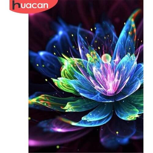 HUACAN 5D DIY Diamond Painting Flower Kit Full Square Round Diamond Embroidery Mosaic Lotus Cross Stitch Home Decoration