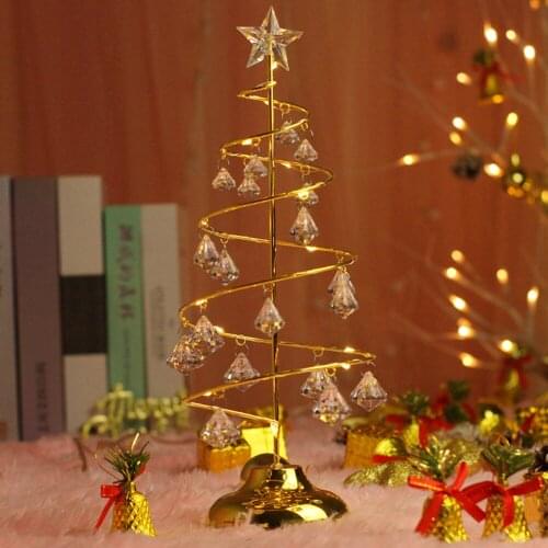 New Christmas LED Crystal Tree Light Lamp Creative Clear Diamond Shape Table Stand For Home Christmas Decor Desk Lamp Gift Light