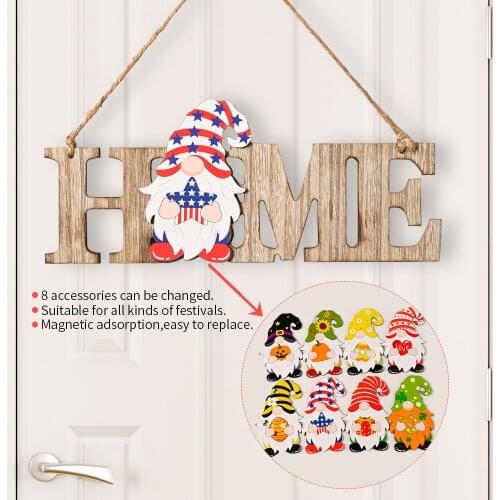 New Replaceable Design DIY Home Pendant Christmas Wooden Rustic Interchangeable Pieces Wood Home Cutout Word Sign Decoration