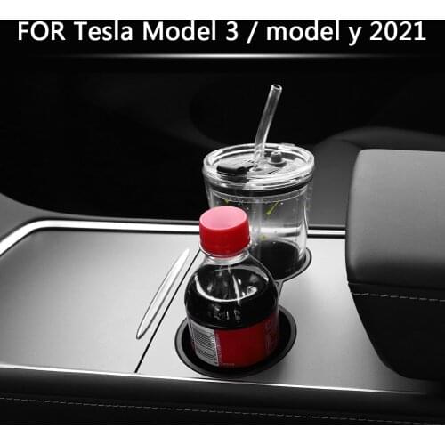 For Tesla Model 3 Y 2021 Car Center Console Cup Holder Insert Black Portable Car Cup Holder Detachable Car Internal Accessories