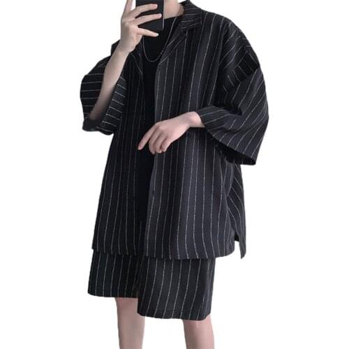 Plus Size Summer Men Outfit All-match Comfortable Casual Loose Design Trendy Men Coat Shorts Suit Fitness Men Set Sweatsuit
