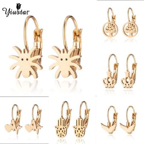 Yiustar Stainless Steel Earrings Women Stud Earrings Hollow Animal Spider Ear Jewelry Mini Earring pendientes mujer for Women