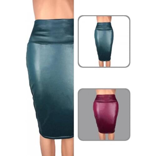 Autumn Winter Stylish Imitation Leather Bodycon Skirt Comfy Midi Skirt High Waist Streetwear