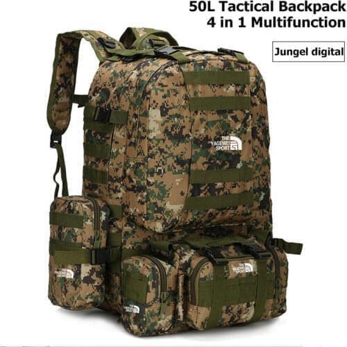 50L Outdoor Military Bag Tactical Backpack Large Capacity Camping Bags Mens Hiking Travel Mountaineering Army Luggage Bag X132A