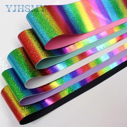 YJHSMYG C-171009-565,75 mm 5 yard Colorful bronzing Ribbons Thermal transfer Printed grosgrain,Clothing ingredients,DIY material