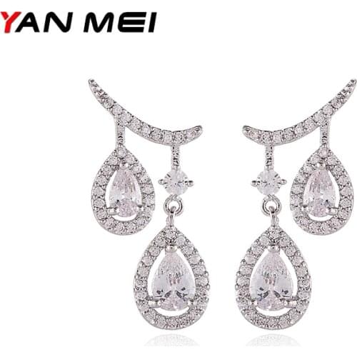 YAN MEI Cute Flower Earrings CZ Rose Gold Color Stud Earrings For Women GLE7816