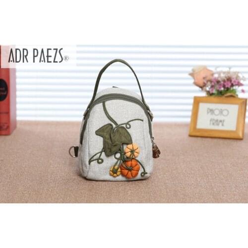 Fashion Multifunction Women Mini Canvas USB Female Embroidery Small Shoulder Bag Casual Cartoon Portable Knitting Girls Backpack