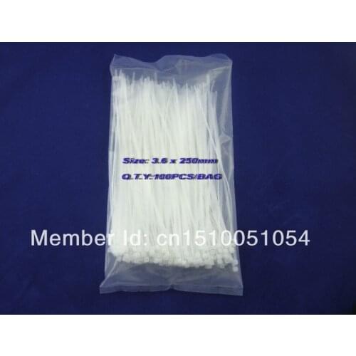 100Pieces New in Bag Nylon Cable Ties 3.6 x250mm ( 10") / 4 x 250mm(10") Self-Locking Plastic Cable Zip Ties Cable Loop Ties