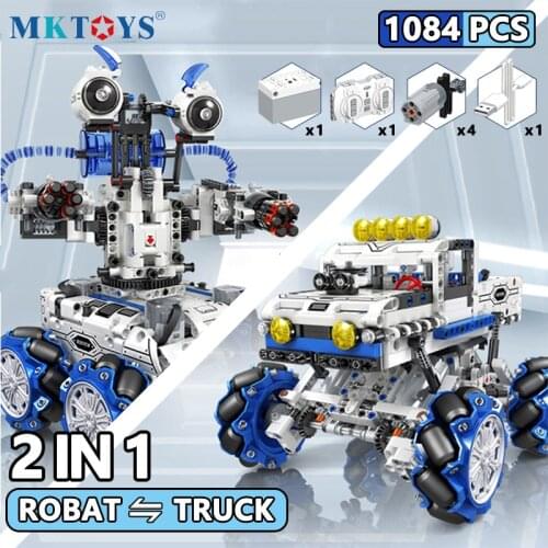 1084PCS Combat Robot Building Blocks 2 in 1 High Difficulty Technical Remote Control Assembled Truck RC Bricks Model Vehicle