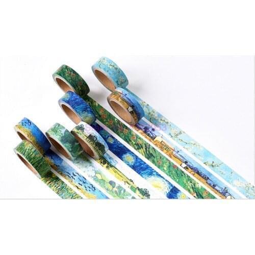200pcs Washi Tapes DIY Van Gogh Painting paper Masking tape Decorative Adhesive Tapes Scrapbooking Stickers Size 15 mm*7m