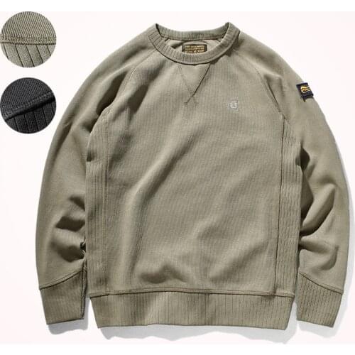 2020 Military Style Fashion Autumn and Winter Mens Casual Warmth Thickened Knitted Sweater Jacket Round Neck Pullover Sweater