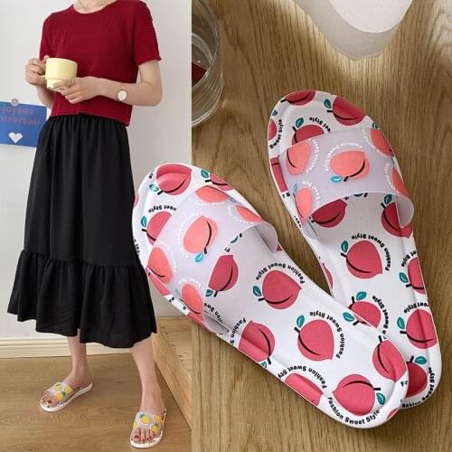 2021 Slippers Female Summer New Fruit Slippers Cute Home Outdoor Beach Breathabl Waterproof Lightweight Non-Slip Wear-Resistant