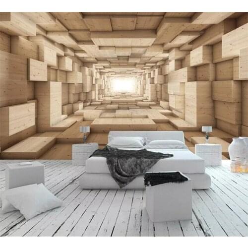 Wallpaper for walls 3 d papel de parede 3D solid wood space background wall home interior wallpaper fashion modern