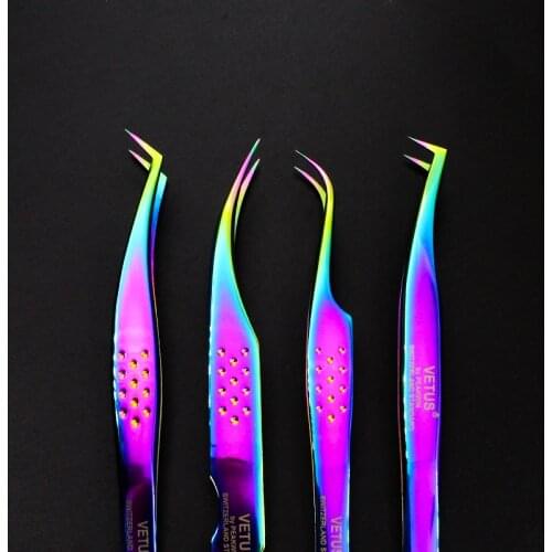4 pcs / set Vetus Original MCS Series New Style Premium Eyelashes Tweezers Ultra Fine Tip Improve for 3D 6D Lashes Extensions