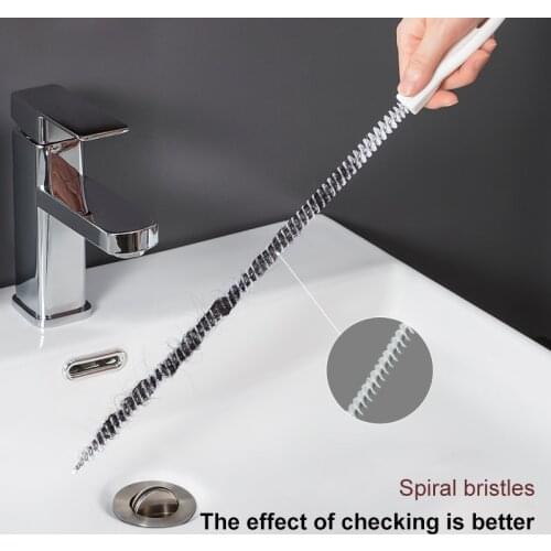 45cm Spring Pipe Dredger Kitchen Cleaning Tools Pipeline Dredge Sink Anti-clogging Hair Brush Cleaner Bend Flexible Sink Claw