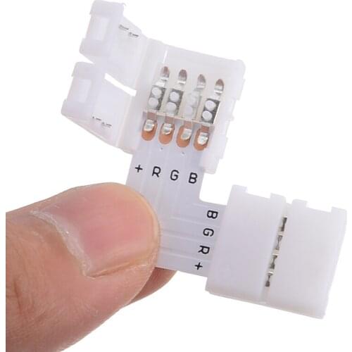 5pcs 4 Pin LED Connector L Shape Corner Quick Splitter Right Angle for 10mm 5050 RGB LED Strip Light