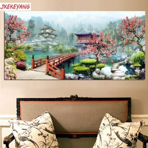 5D DIY Diamond Painting Lake pavilion Home Decor Embroidery Mosaic Picture Handcraft Kit Large Size j3013