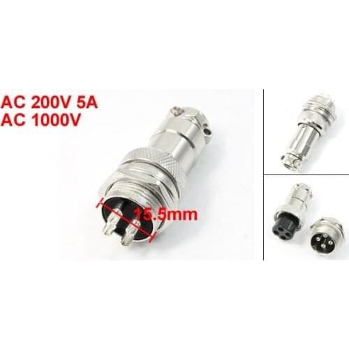 Aviation Circular Plug 4-Pin 16mm PG16-4 Male Female Panel Metal Connector for Audio CNC Stepper Motor
