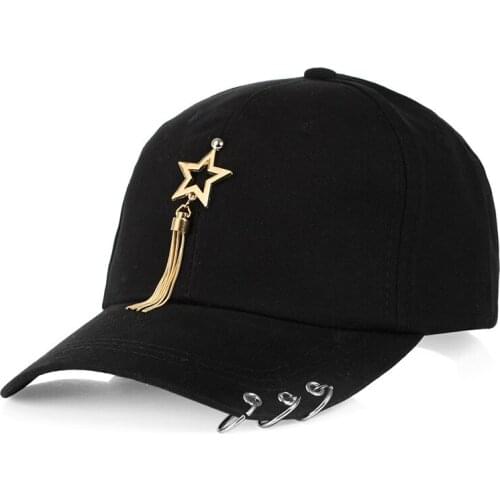 Harajuku style Hook Hoop Baseball Cap Summer Women Men Stars Tassels Sun Hat Hip hop Punk Visor Hat