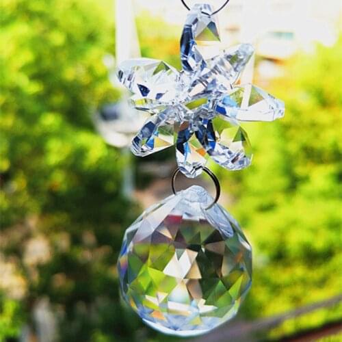 Garland Chakra Sparkle 1PCS Clear Color Crystal GlassSuncatcher Pendants for Diy Home Decoration Christmas Tree Hanging Drops