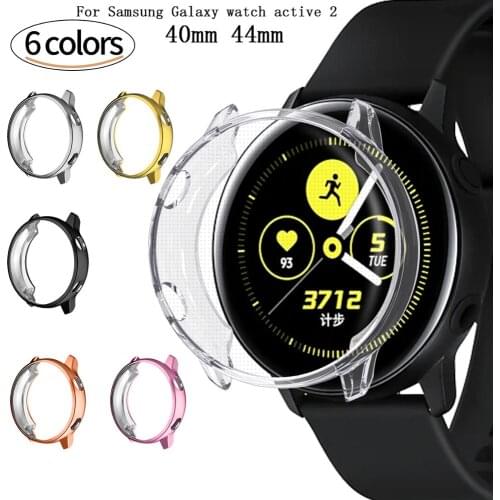 Classic Silicone Case For Samsung Galaxy Watch Active 2 44mm 40mm Plating protective shell Hd Full Screen Protection Cover Cases