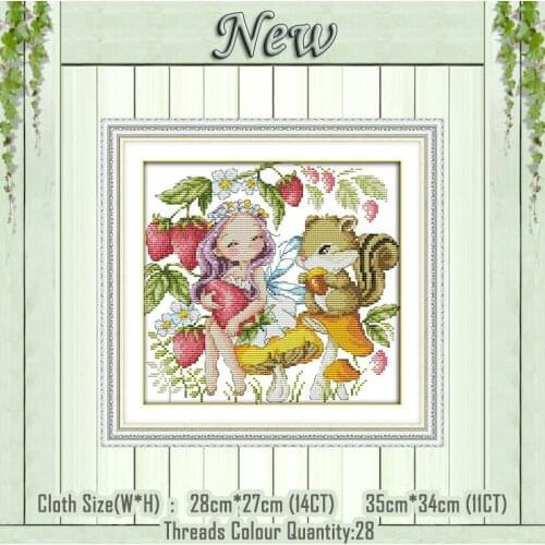 Strawberry girl cartoon diy painting counted printed on the canvas DMC 11CT 14CT kits NKF Cross Stitch embroider needlework Sets