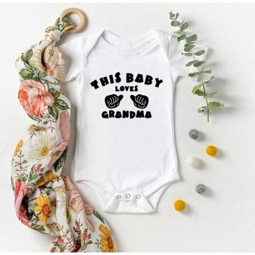 Summer Baby Onesie This Baby Loves Grandma Cute Clothes Newborns Cotton Bodysuit Baby Rompers Playsui For 0-24 Months