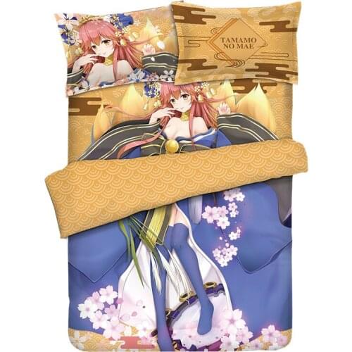 Anime Tamamo no Mae Quilt Cover Printed Bedding Set With Pillow Cases Bed Sheet Duvet Cover Set 4pc CP180006