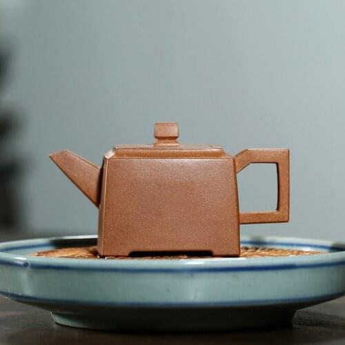 160cc Chinese Yixing Zisha Teapot Handmade Xiehuang DuanNi Clay Square Tea Pot Huang Dongling
