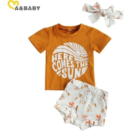 Ma&Baby 0-24M Summer Toddler Newborn Baby Girl Clothes Set Sun Print Short Sleeve T shirt Shorts Outfits Costumes