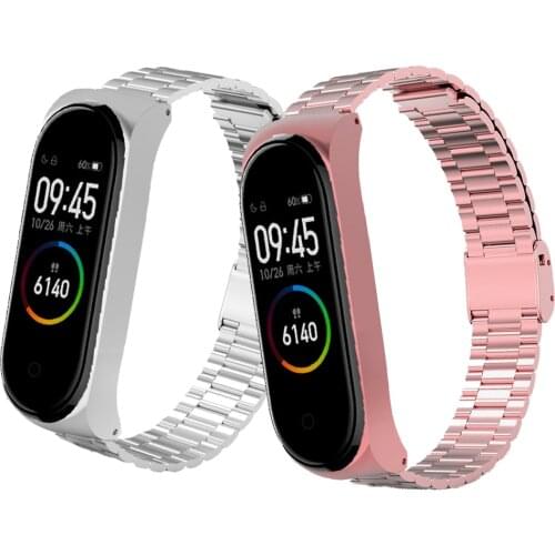 For Xiaomi band Mi band 3/4/5/6 metal band strap stainless steel three-beads band strap bracelet buckle free shipping