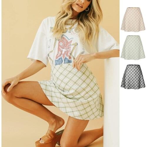 Plaid Mini Skirt Women Y2k Retro A-Line Skirts Casual E-Girl 2000s Harajuku Aesthetic High Waist Skinny Streetwear Bodycon Skirt