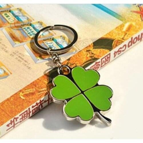 Fashion Lucky Four Leaf Clover Keychain Key Chain Metal Keyrings Green Shamrock Charm Cute Car Jewelry