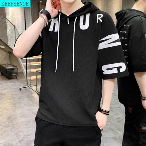 Mens T-Shirts New Mens Tops Breathable Mens Short Sleeve Loose Round Neck Hong Kong Style Mens T-Shirt