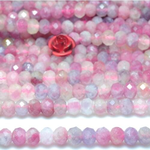 Natural Pink Tourmaline Faceted Rondelle Loose Beads Loose Gemstones Wholesale Jewelry Making Stuff Semi Precious Stone