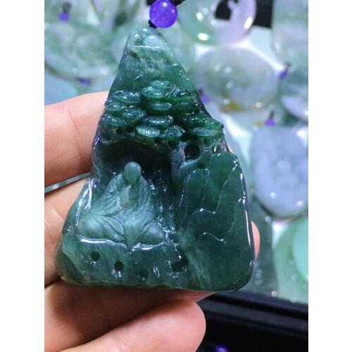 Natural Myanmar jade A HandCarved enlightenment Buddha jadeite jade green jade pendant jade necklace pendants jewelry necklaces