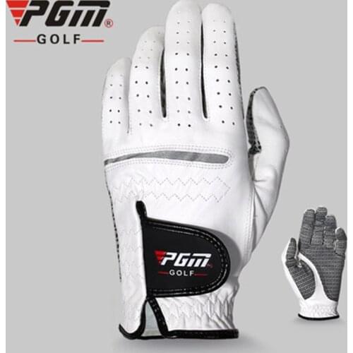 PGM 2018 New Hot Selling Men Golf Gloves Breathable Leather Sheepskin White Non-slip Golf Gloves Right And Left Hand Soft Gloves